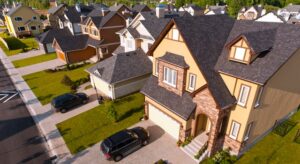 Car parked outside house in neighborhood.